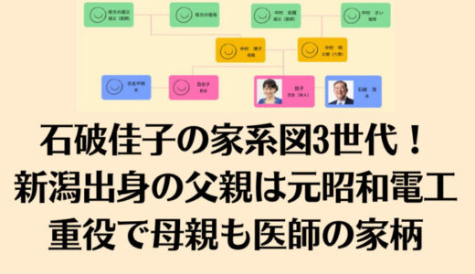 石破佳子の家系図3世代｜新潟出身の父親は元昭和電工重役で母親も医師の家柄