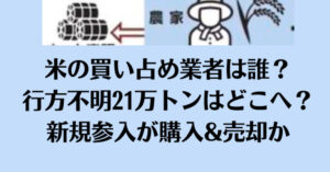 米の買い占め業者は誰？行方不明21万トンはどこへ？新規参入が購入＆売却か