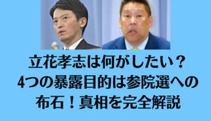 立花孝志は何がしたい？4つの暴露目的は参院選への布石！真相を完全解説