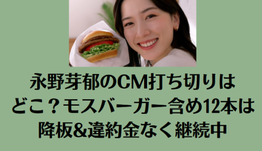 永野芽郁のCM打ち切りはどこ？モスバーガー含め12本は降板&違約金なく継続中